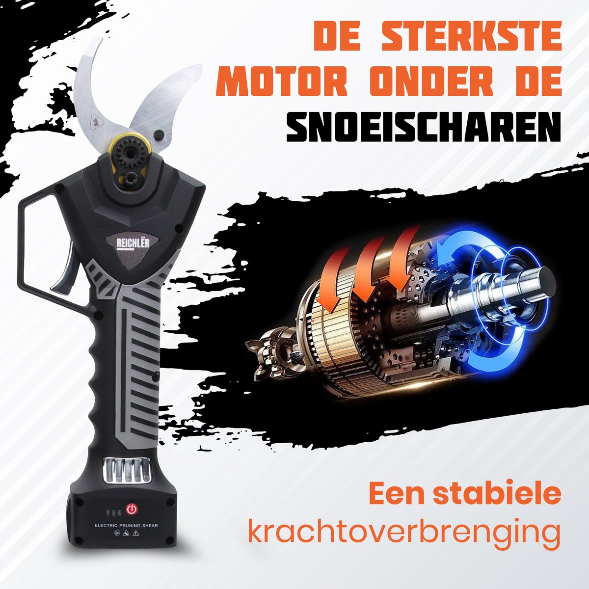  Reichlër® Elektrische Snoeischaar - 40 Mm Snijdiameter - 2x Accu - Anti-cut Functie - Heggenschaar - Takkenschaar - Zwart