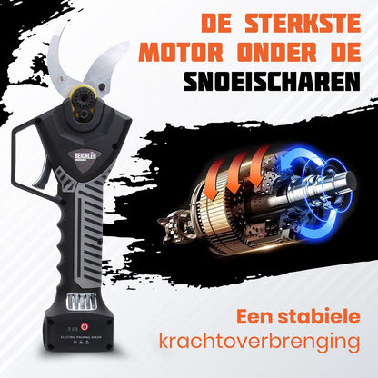  Reichlër® Elektrische Snoeischaar - 40 Mm Snijdiameter - 2x Accu - Anti-cut Functie - Heggenschaar - Takkenschaar - Zwart