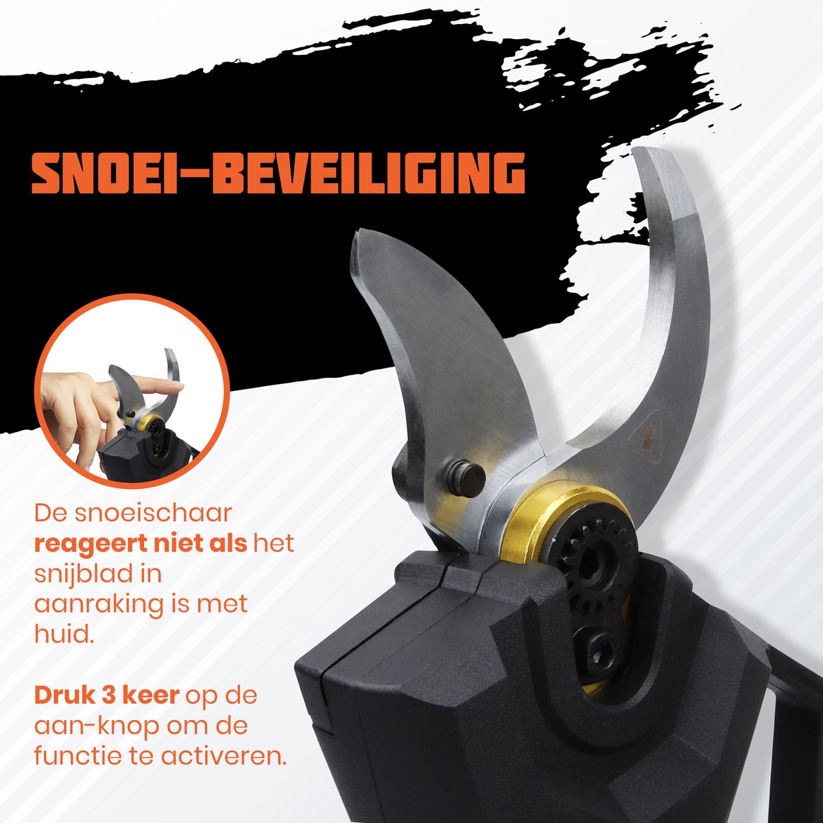  Reichlër® Elektrische Snoeischaar - 40 Mm Snijdiameter - 2x Accu - Anti-cut Functie - Heggenschaar - Takkenschaar - Zwart