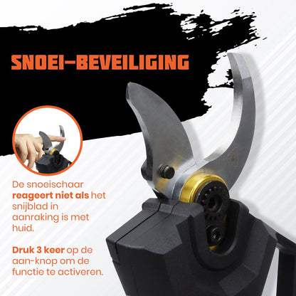  Reichlër® Elektrische Snoeischaar - 40 Mm Snijdiameter - 2x Accu - Anti-cut Functie - Heggenschaar - Takkenschaar - Zwart