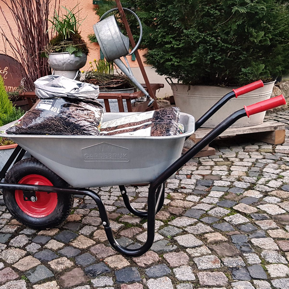  Gardebruk Kruiwagen 100L - Luchtband - 250kg Draagkracht Zilver