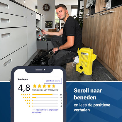  Techweise - Rioolslang Voor Kärcher K2 T/m K7 - 20M - Met 4 Achterwaartse Hogedruksproeiers