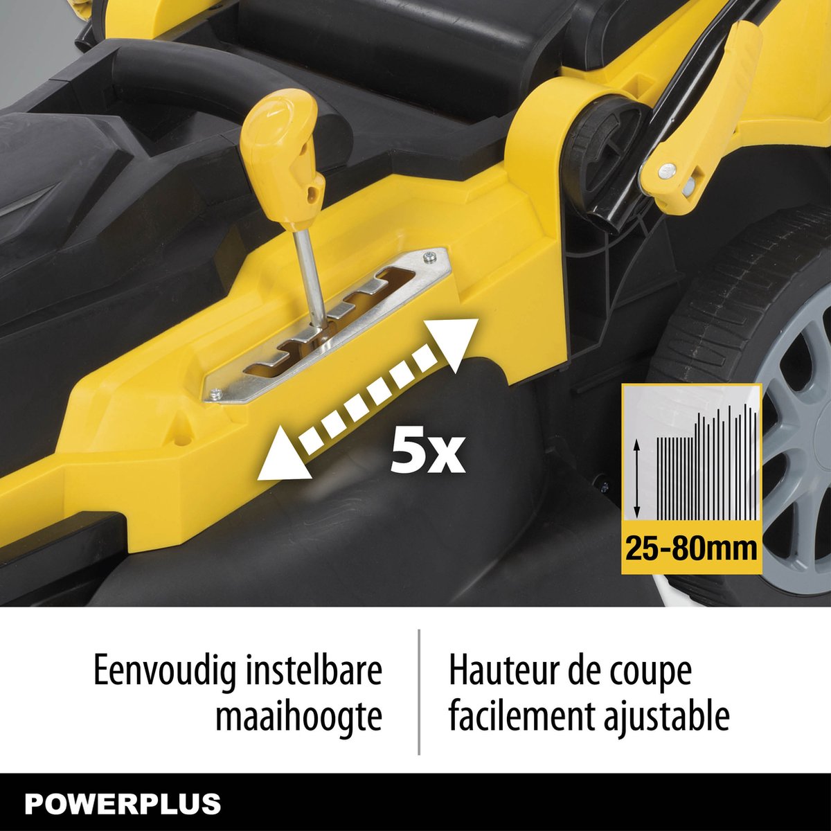  Powerplus POWXG6281 Elektrische Grasmaaier - Grasmachine Voor Middelgrote En Grote Tuin - 2000W - Maaibreedte 420mm - Verstelbare Maaihoogte - Mulching Functie - Incl. 40L Opvangbak