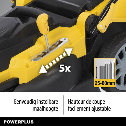  Powerplus POWXG6281 Elektrische Grasmaaier - Grasmachine Voor Middelgrote En Grote Tuin - 2000W - Maaibreedte 420mm - Verstelbare Maaihoogte - Mulching Functie - Incl. 40L Opvangbak
