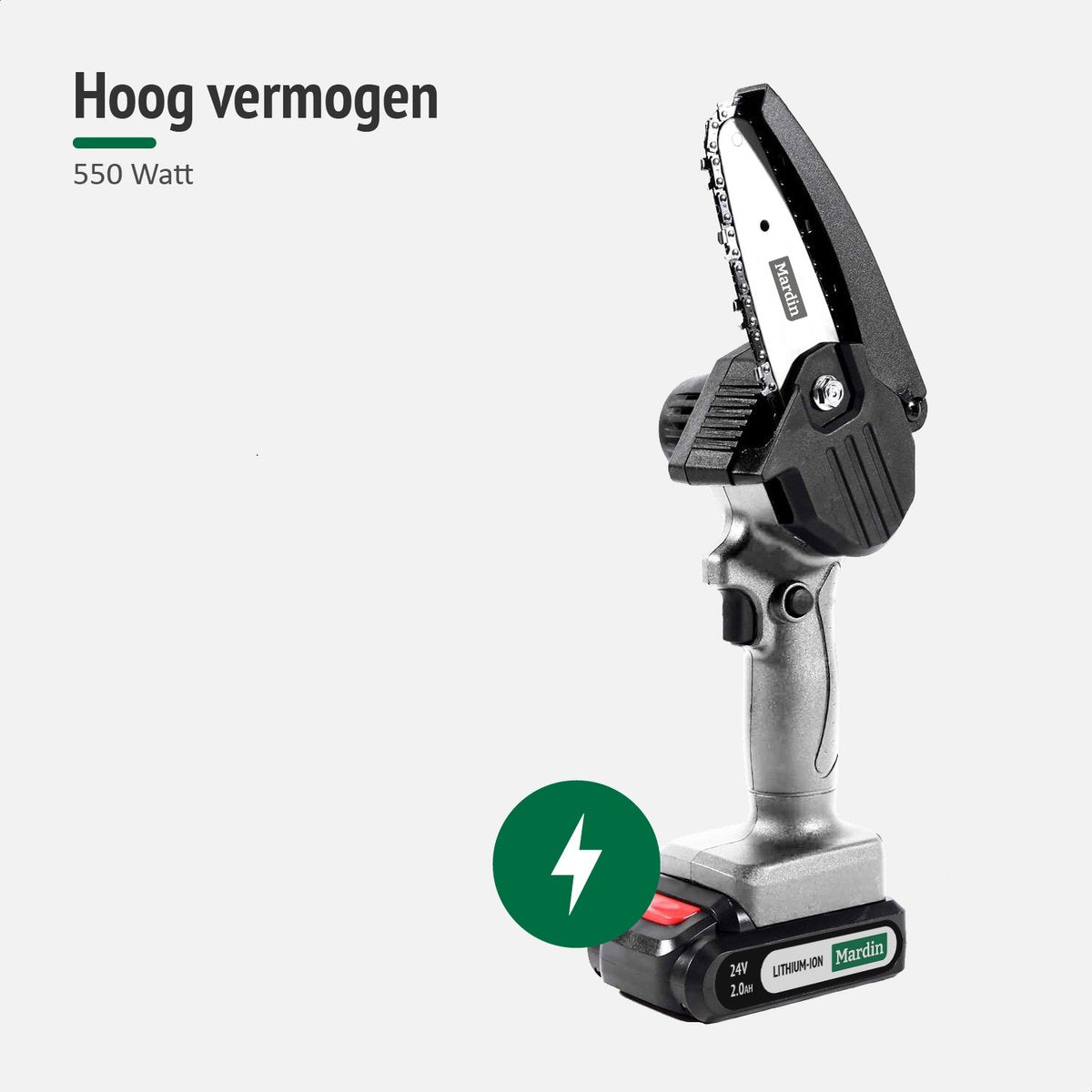  Mardin Mini Kettingzaag - Snoeizaag - Kettingzaag - Kettingzaag Electrisch Met 2 Accu - Inclusief Koffer - 1 Extra Accu - Grijs