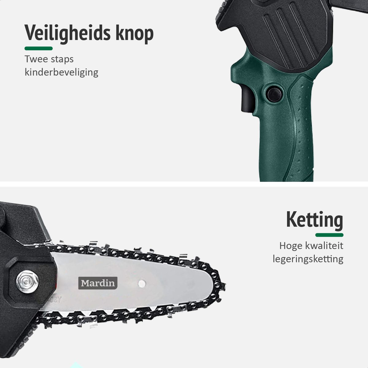  Mardin Mini Kettingzaag - Snoeizaag - Kettingzaag - Kettingzaag Electrisch Met 2 Accu - Inclusief Koffer - 1 Extra Accu - Groen