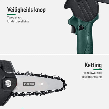  Mardin Mini Kettingzaag - Snoeizaag - Kettingzaag - Kettingzaag Electrisch Met 2 Accu - Inclusief Koffer - 1 Extra Accu - Groen