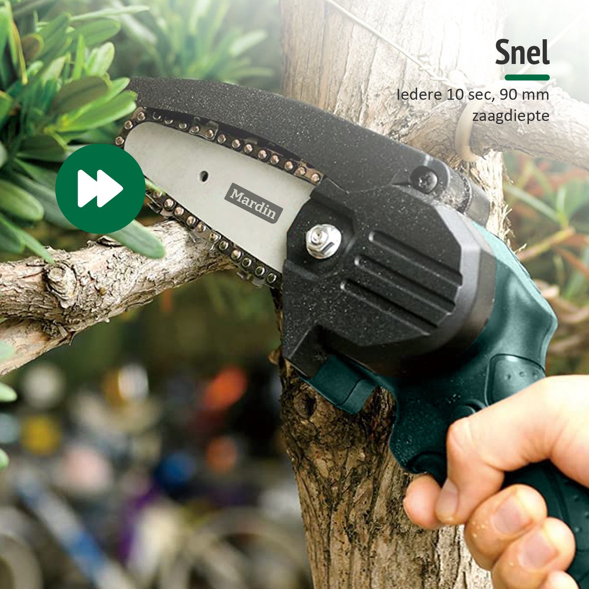 Mardin Mini Kettingzaag - Snoeizaag - Kettingzaag - Kettingzaag Electrisch Met 2 Accu - Inclusief Koffer - 1 Extra Accu - Groen