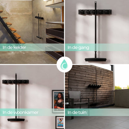  CLEANLY® Bezemhouder - Ophangsysteem Voor Tuingereedschap - Bezem Ophangsysteem - Gereedschapshouder Met Ophanghaken - ABS