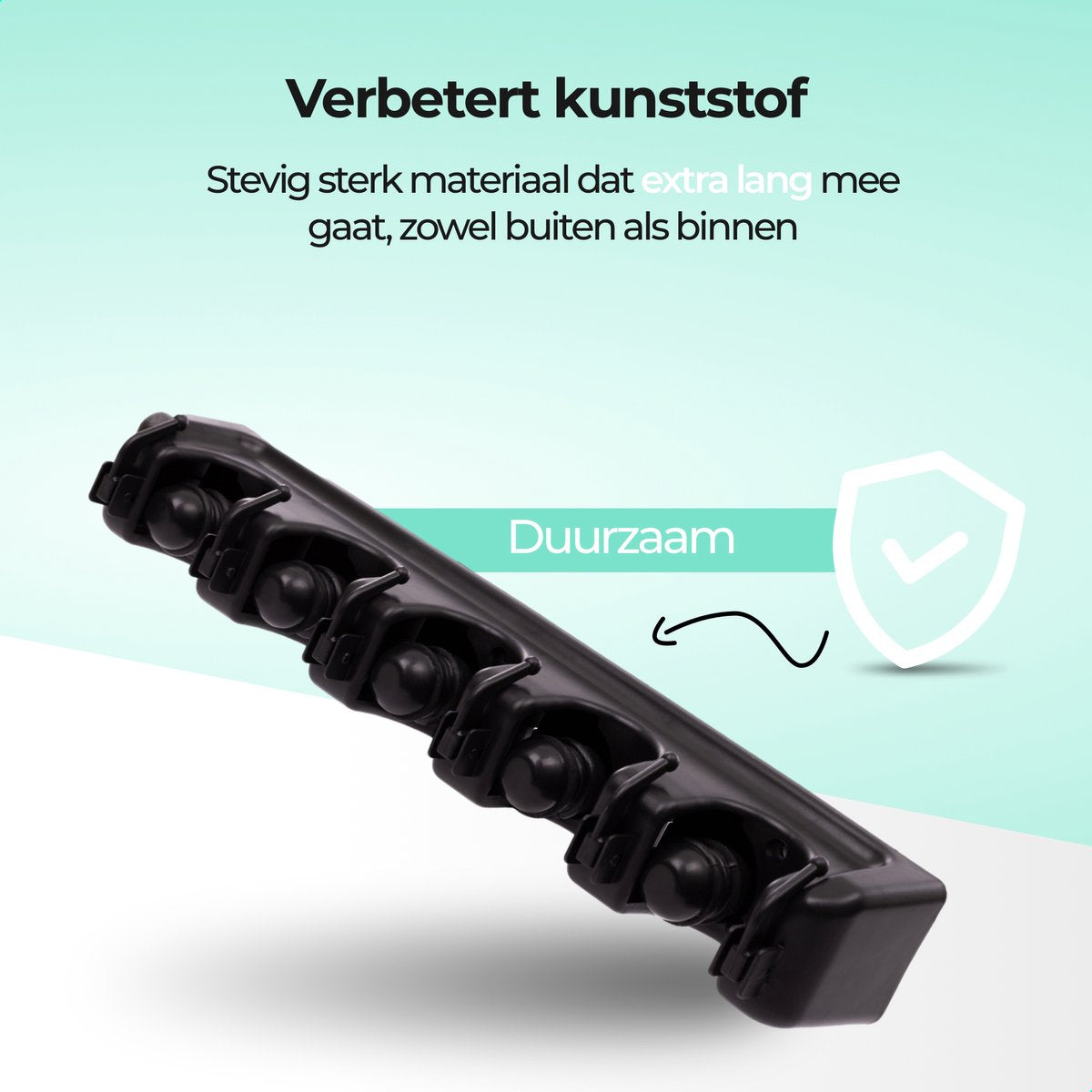  CLEANLY® Bezemhouder - Ophangsysteem Voor Tuingereedschap - Bezem Ophangsysteem - Gereedschapshouder Met Ophanghaken - ABS