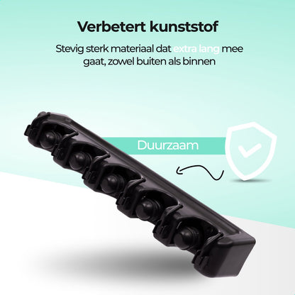  CLEANLY® Bezemhouder - Ophangsysteem Voor Tuingereedschap - Bezem Ophangsysteem - Gereedschapshouder Met Ophanghaken - ABS