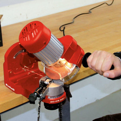  Einhell Kettingslijper GC-CS 235 E (235 W - 3.000 /min - Kettingspanner - Slijpschijf - Verlichting - Draaibare Slijpkop - Dieptebegrenzer) Slijpkop - Dieptebegrenzer)