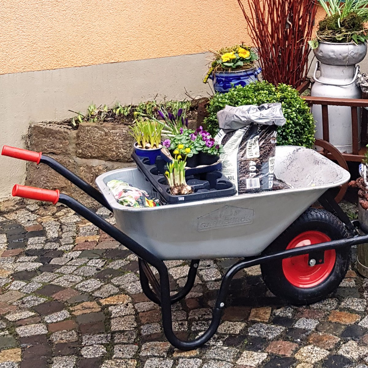  Gardebruk Kruiwagen 100L - Luchtband - 250kg Draagkracht Zilver