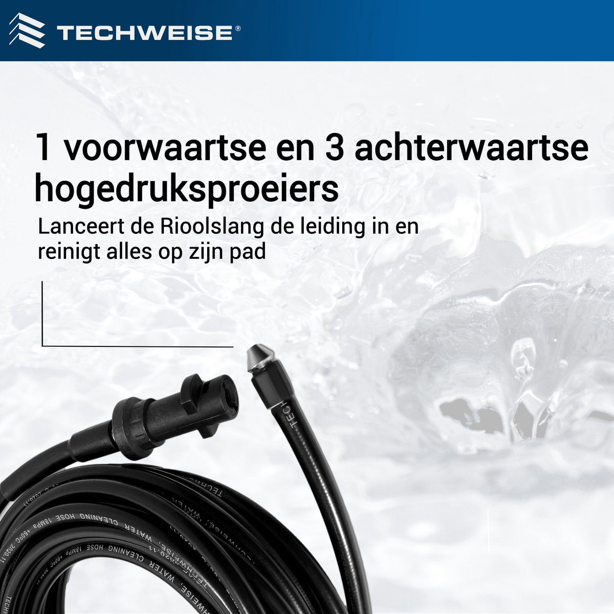  Techweise - Rioolslang Voor Kärcher K2 T/m K7 - 15M - Met Voorwaartse Hogedruksproeiers