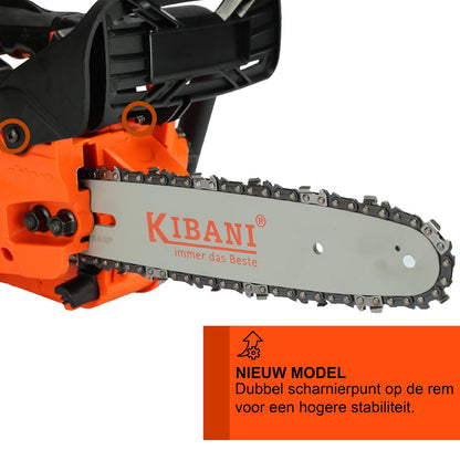  Kibani Kettingzaag Benzine - 25.4 Cc / 1 Pk 2-takt Motor - Zwaardlengte 25 Cm / 10 Inch – Easy-Startsysteem - Snoeizaag