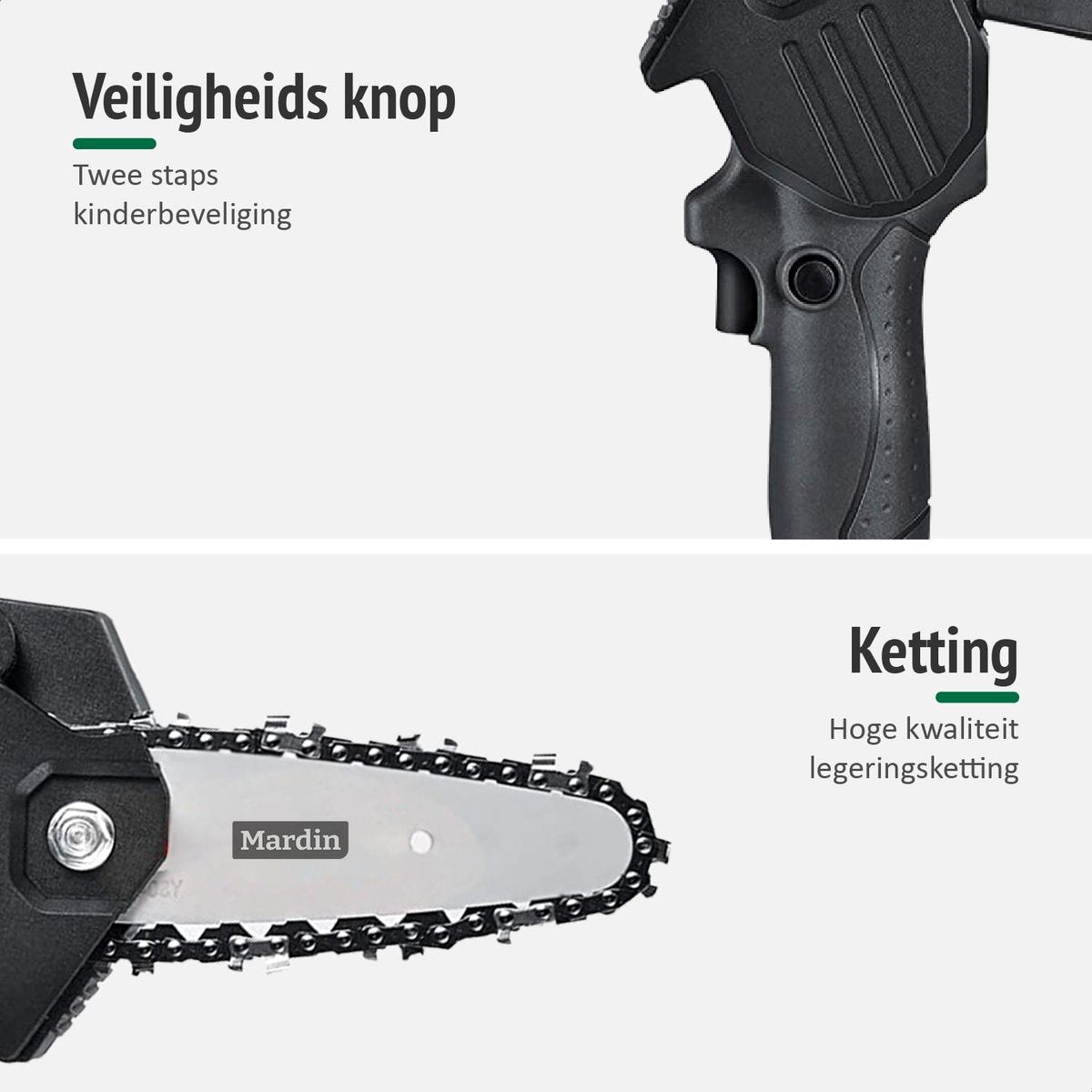  Mardin Mini Kettingzaag - Snoeizaag - Kettingzaag - Kettingzaag Electrisch Met 2 Accu - Inclusief Koffer - 1 Extra Accu - Zwart