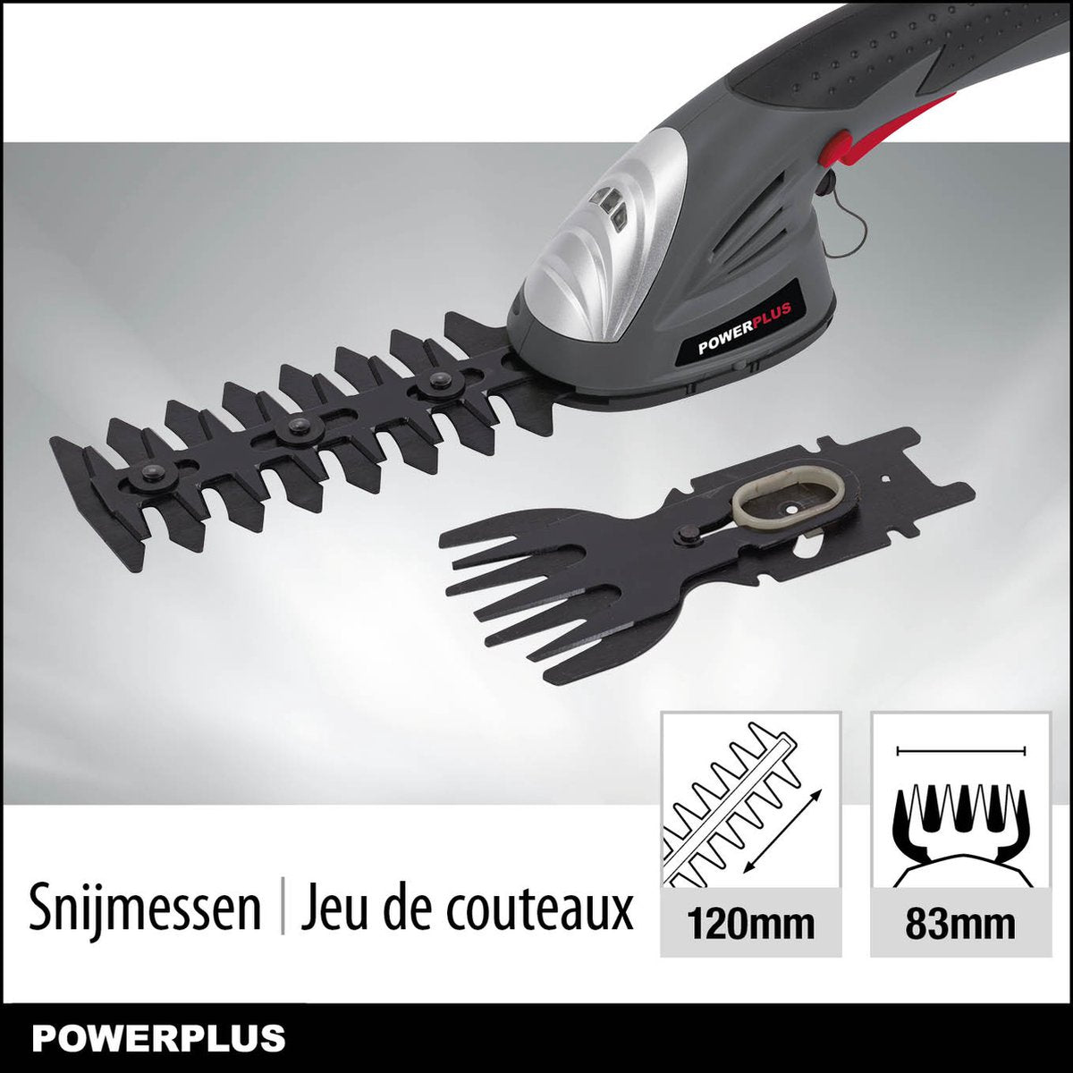  Powerplus POWEG4500 Gras-/Heggenschaar Accu - 7.2V - Snoeien En Knippen - Zwaardlengte 83/120mm - Mesafstand 8mm - Incl. 1,5Ah Accu En Lader - Haagschaar Voor Tuinonderhoud