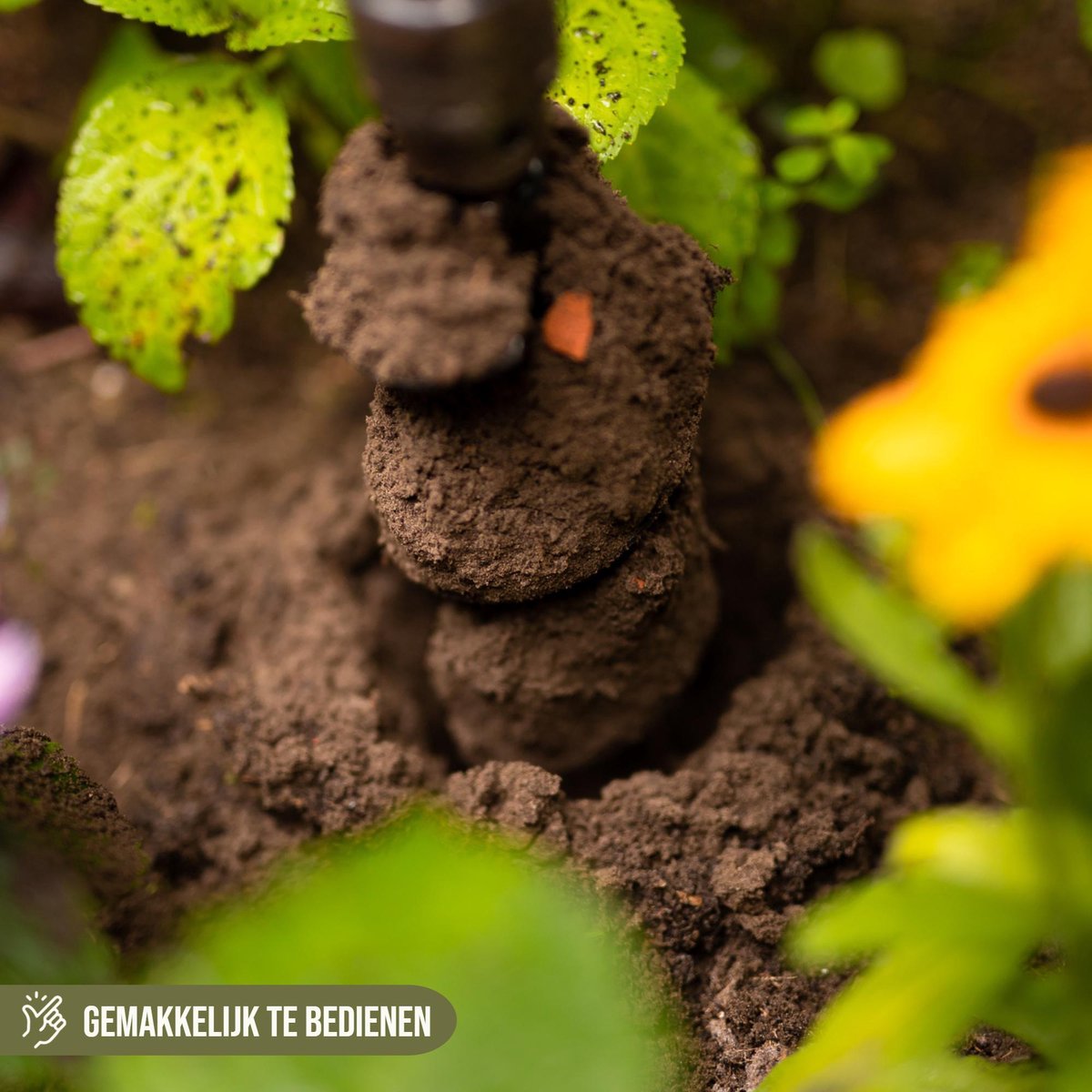 Merkloos Grondboor Voor Planten - 25 CM - Palenboor - Moestuin - Bollenplanter - Zwart