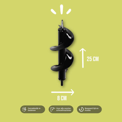 Merkloos Grondboor Voor Planten - 25 CM - Palenboor - Moestuin - Bollenplanter - Zwart