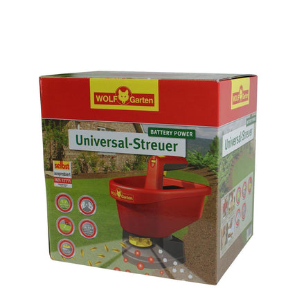  WOLF-Garten Universele Handstrooier WE-B - Strooibreedte Instelbaar 0.5 M-2.5m - Batterij Aandrijving - Inhoud 3 Liter