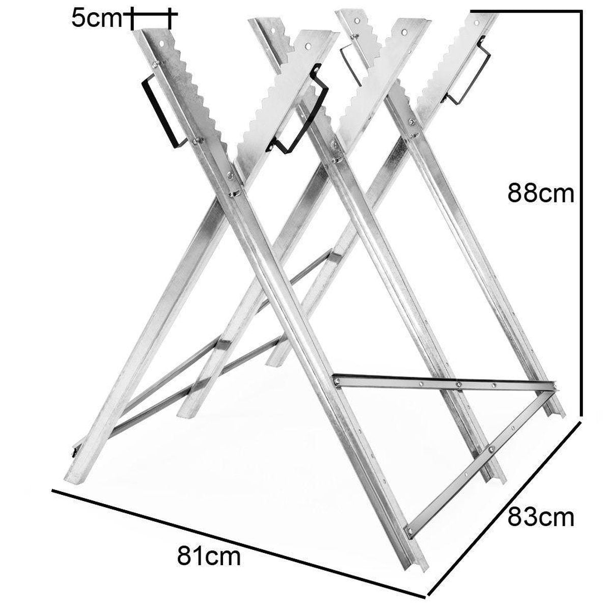 Merkloos Monzana Zaagbok - Metaal Opvouwbaar 83x81x88cm - Zilver