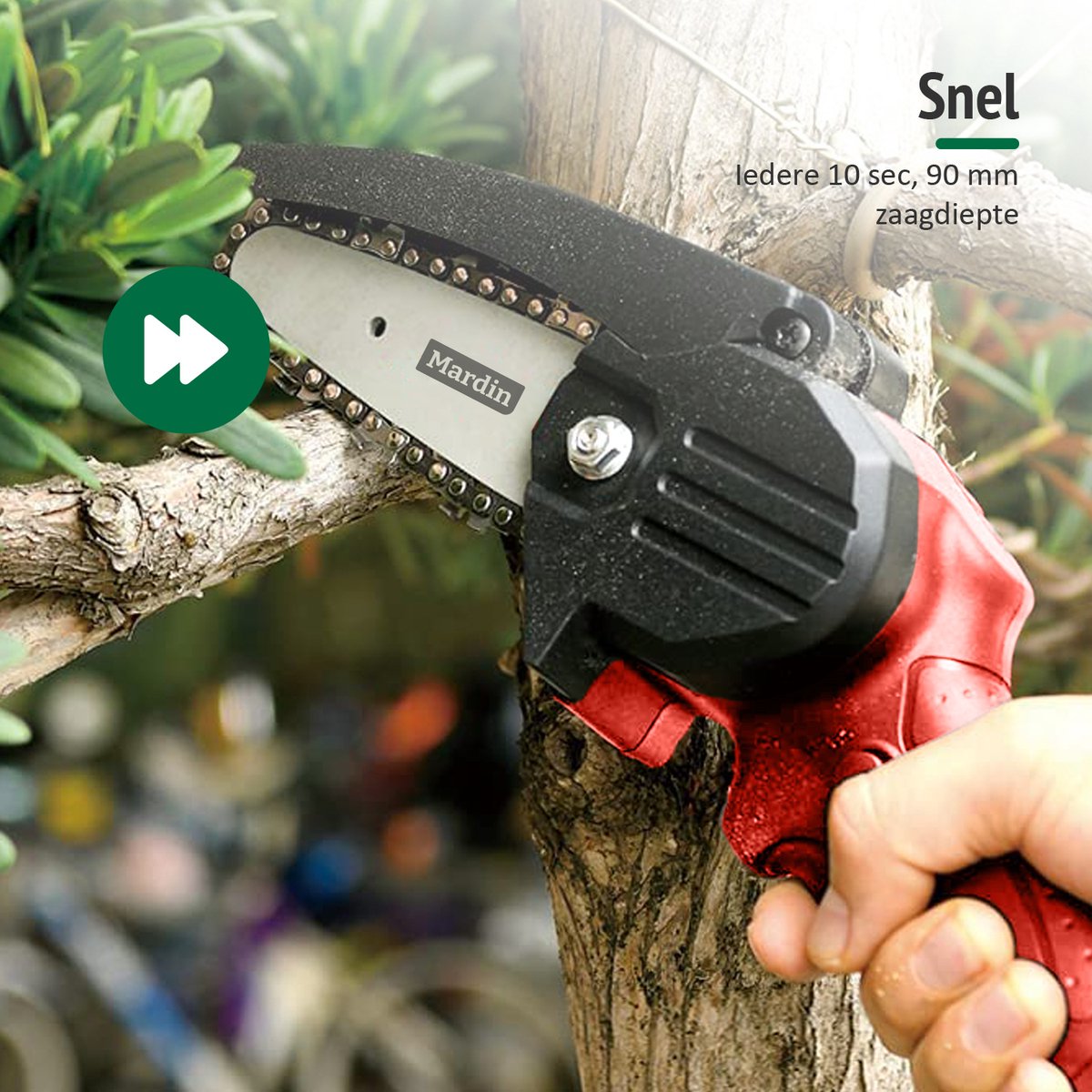  Mardin Mini Kettingzaag - Snoeizaag - Kettingzaag - Kettingzaag Electrisch Met 2 Accu - Inclusief Koffer - 1 Extra Accu - Rood