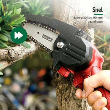  Mardin Mini Kettingzaag - Snoeizaag - Kettingzaag - Kettingzaag Electrisch Met 2 Accu - Inclusief Koffer - 1 Extra Accu - Rood