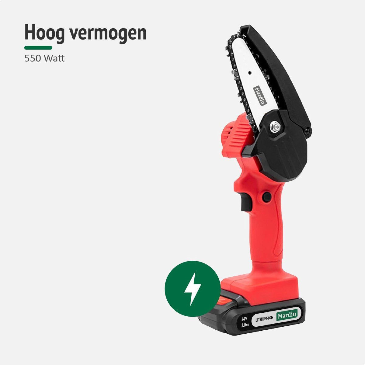  Mardin Mini Kettingzaag - Snoeizaag - Kettingzaag - Kettingzaag Electrisch Met 2 Accu - Inclusief Koffer - 1 Extra Accu - Rood