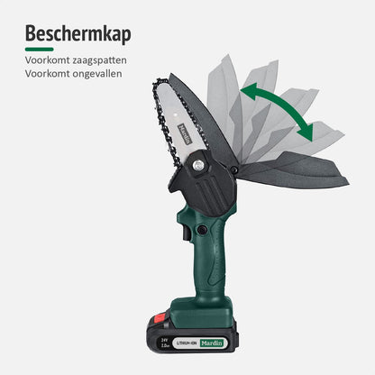  Mardin Mini Kettingzaag - Snoeizaag - Kettingzaag - Kettingzaag Electrisch Met 2 Accu - Inclusief Koffer - 1 Extra Accu - Groen