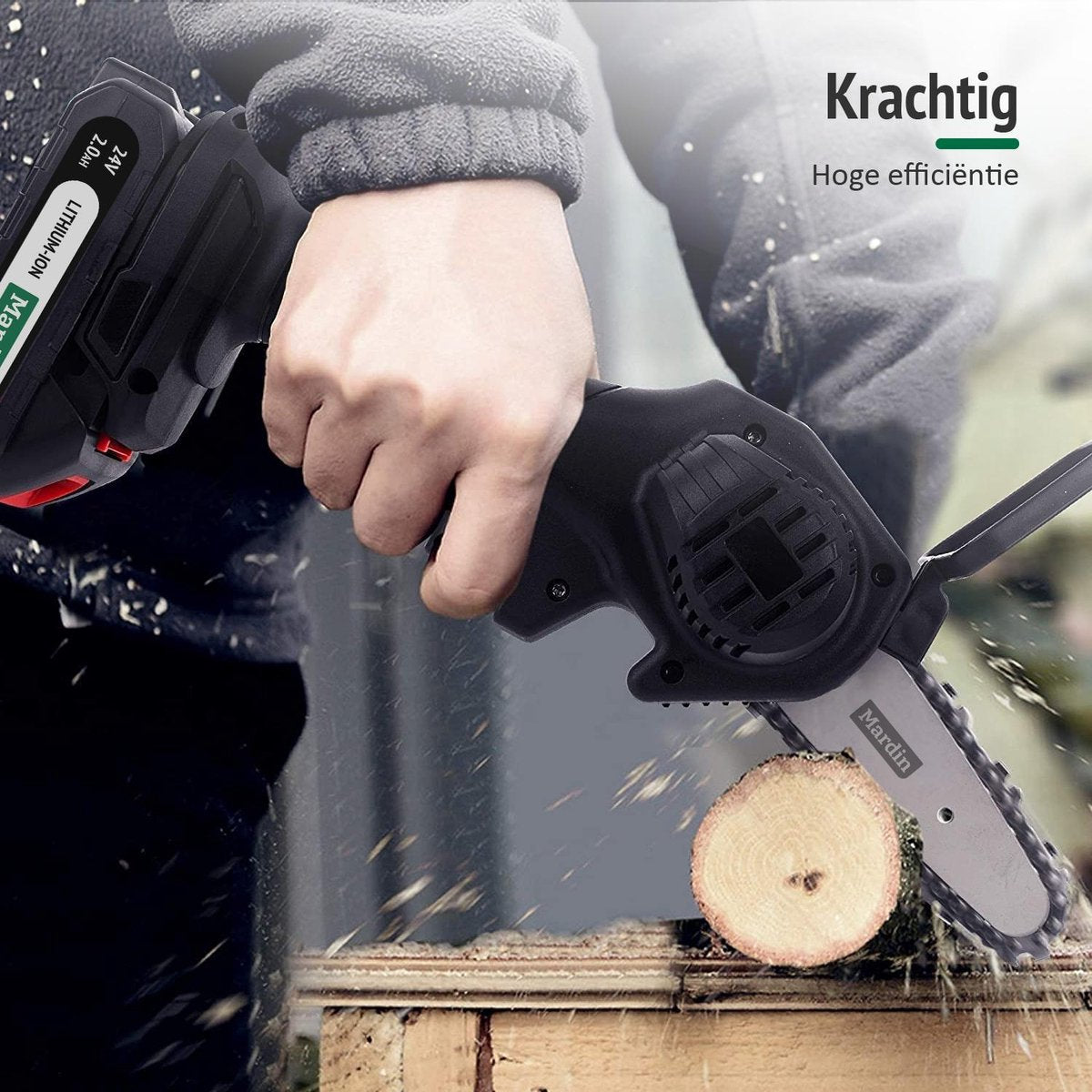  Mardin Mini Kettingzaag - Snoeizaag - Kettingzaag - Kettingzaag Electrisch Met 2 Accu - Inclusief Koffer - 1 Extra Accu - Zwart