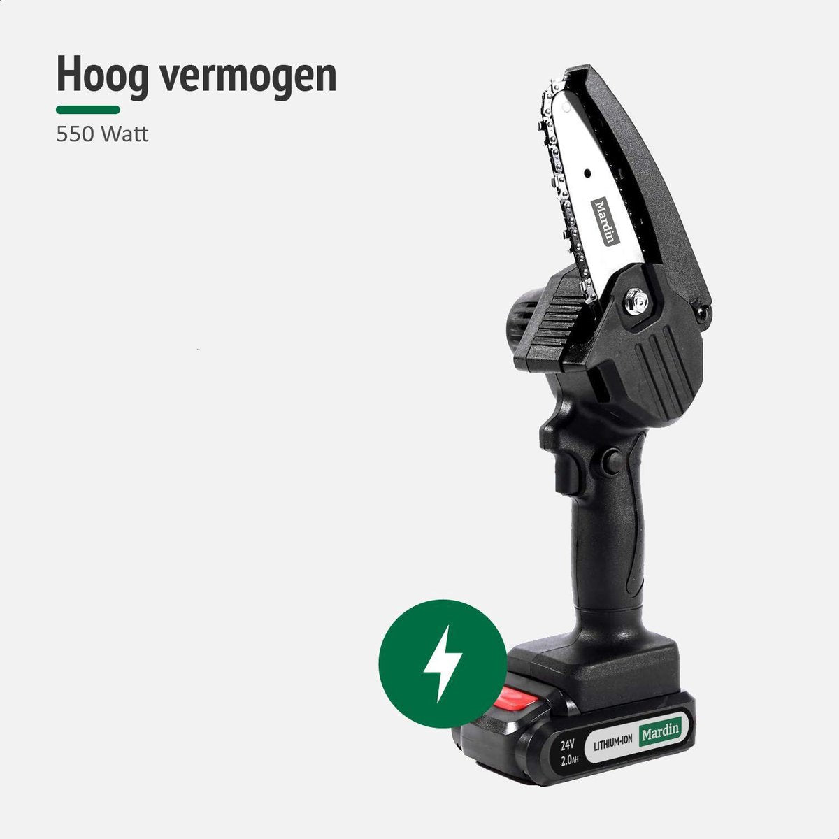  Mardin Mini Kettingzaag - Snoeizaag - Kettingzaag - Kettingzaag Electrisch Met 2 Accu - Inclusief Koffer - 1 Extra Accu - Zwart