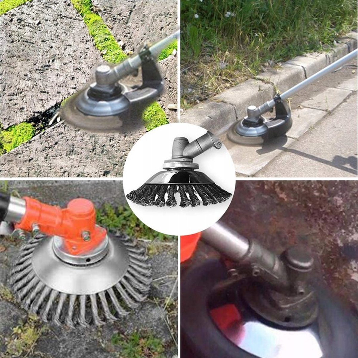 Merkloos Onkruidborstel - Voegenborstel - Elektrisch - Bosmaaier - Staalborstel - Universeel - 20cm
