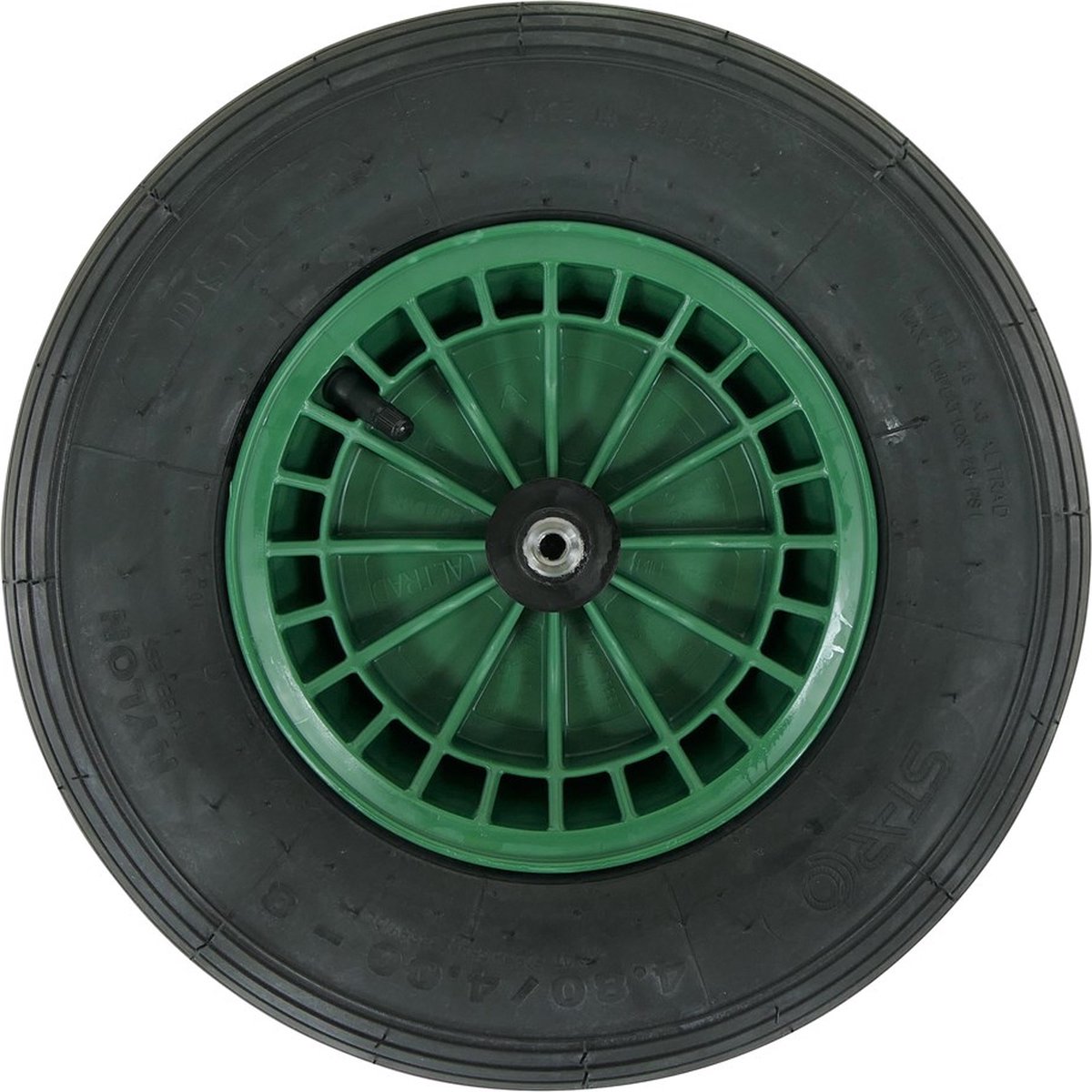  FORT 2PLy Kruiwagenwiel 400x100mm, Kunststof Velg, Kleur Groen, Luchtband