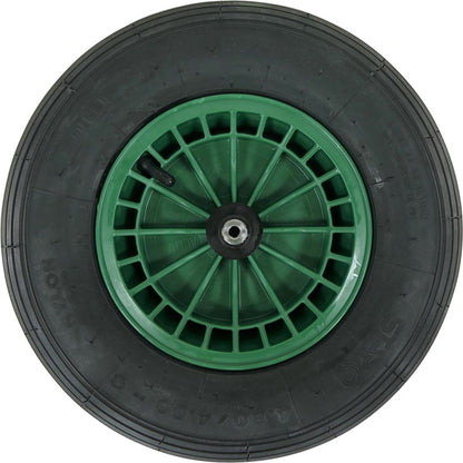  FORT 2PLy Kruiwagenwiel 400x100mm, Kunststof Velg, Kleur Groen, Luchtband
