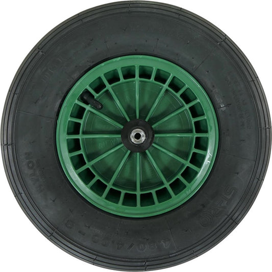  FORT 2PLy Kruiwagenwiel 400x100mm, Kunststof Velg, Kleur Groen, Luchtband