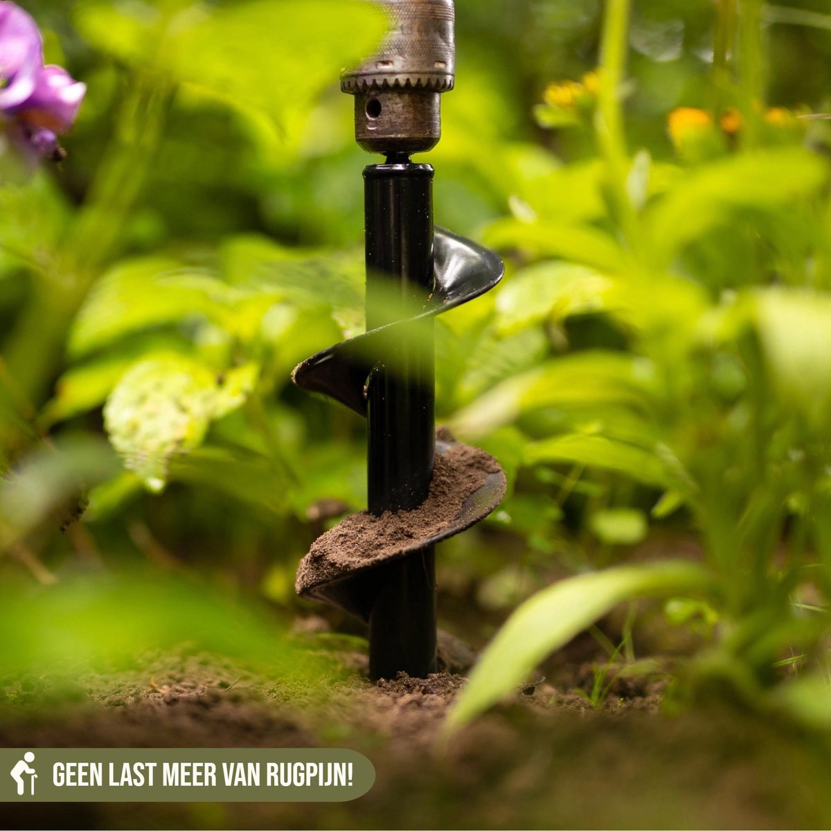 Merkloos Grondboor Voor Planten - 25 CM - Palenboor - Moestuin - Bollenplanter - Zwart