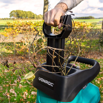  VONROC Stille Hakselaar/Shredder 2800W – Voor Takken Tot Ø45mm – Incl. 60L Opvangbak &amp; Duwstok