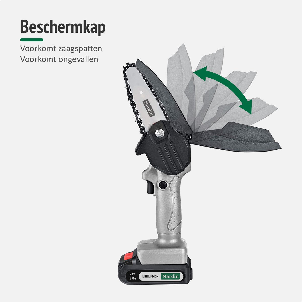  Mardin Mini Kettingzaag - Snoeizaag - Kettingzaag - Kettingzaag Electrisch Met 2 Accu - Inclusief Koffer - 1 Extra Accu - Grijs