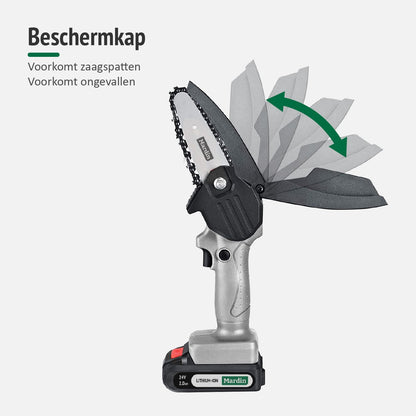  Mardin Mini Kettingzaag - Snoeizaag - Kettingzaag - Kettingzaag Electrisch Met 2 Accu - Inclusief Koffer - 1 Extra Accu - Grijs