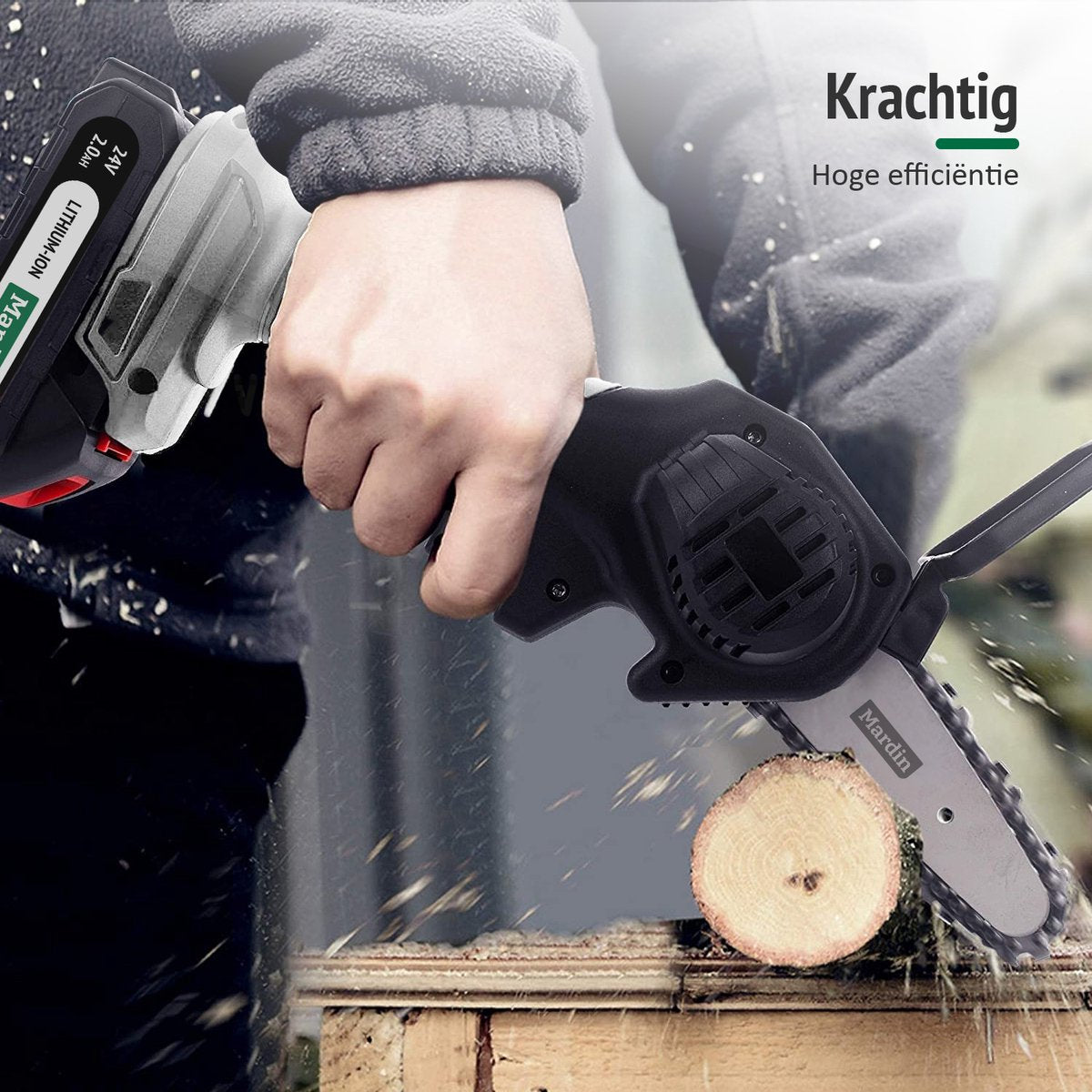  Mardin Mini Kettingzaag - Snoeizaag - Kettingzaag - Kettingzaag Electrisch Met 2 Accu - Inclusief Koffer - 1 Extra Accu - Grijs