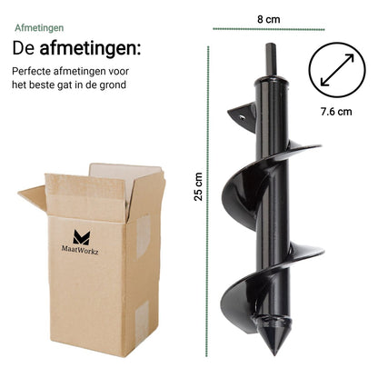  MaatWorkz - Grondboor - 25 CM - Boormachine - Bollenplanter - Moestuin - Palenboor - Boor - Tuin