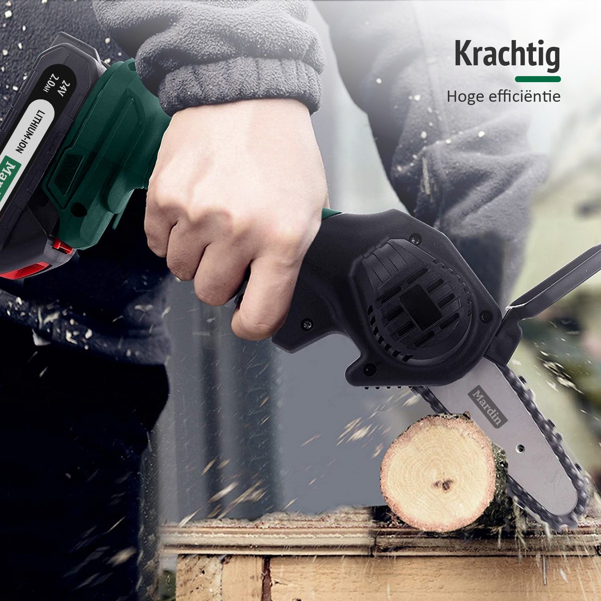  Mardin Mini Kettingzaag - Snoeizaag - Kettingzaag - Kettingzaag Electrisch Met 2 Accu - Inclusief Koffer - 1 Extra Accu - Groen