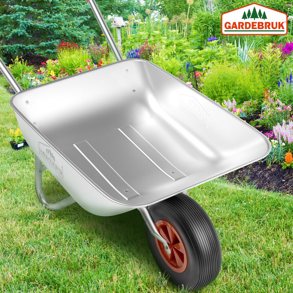  Gardebruk Kruiwagen 80 Liter – Belastbaarheid 100 Kg - Zilver