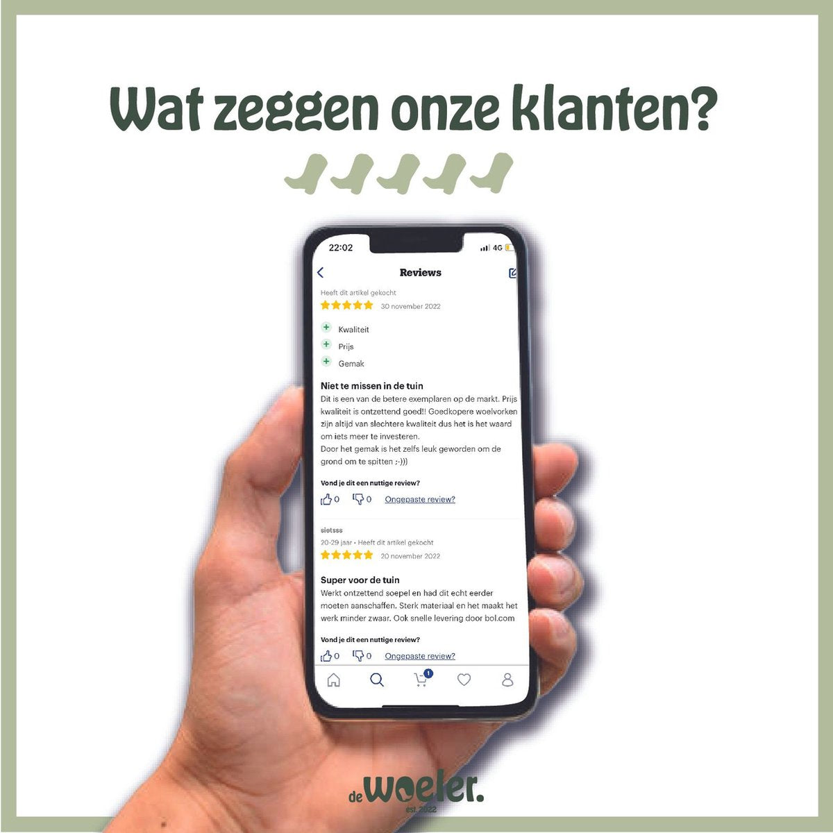  De Woeler - DW4 - Woelvork/!Grelinette - Spitvork/Tuinwoeler/Spade - Roestvrij - Ergonomisch - FSC Hout - 6 Jaar Garantie