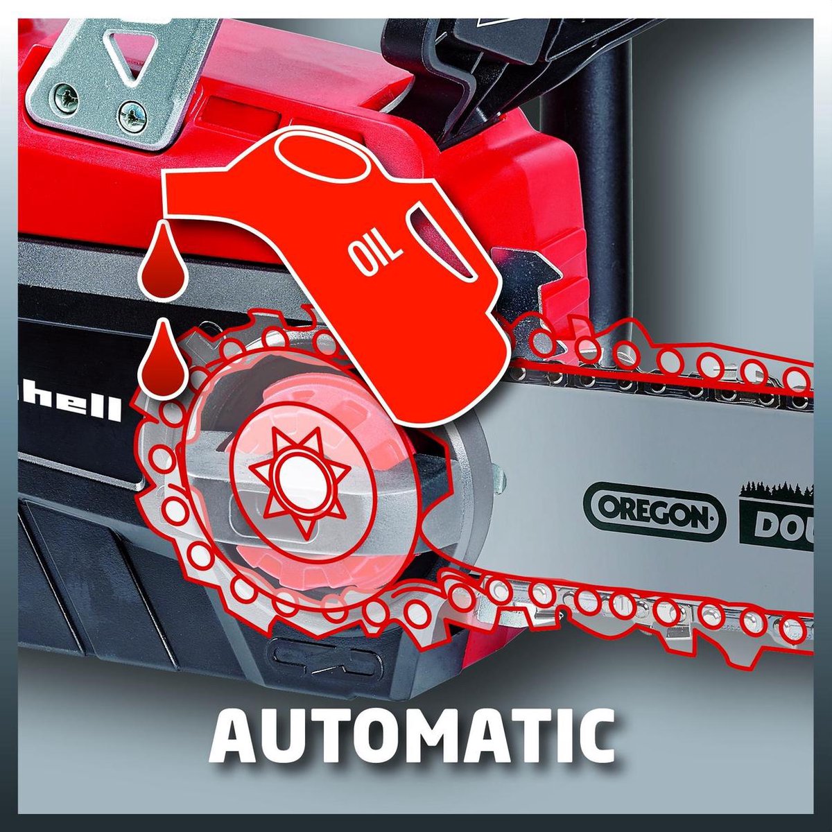 Einhell Accu Kettingzaag GE-LC 18 Li Kit (1x3,0Ah) Power X-Change (Li-Ion - 18 V - 25 Cm Zwaardlengte - 23 Cm Snijlengte - Terugslagbescherming - Kettingvangbout - Incl. 3,0 Ah Accu En Lader)