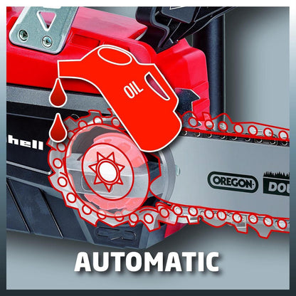  Einhell Accu Kettingzaag GE-LC 18 Li Kit (1x3,0Ah) Power X-Change (Li-Ion - 18 V - 25 Cm Zwaardlengte - 23 Cm Snijlengte - Terugslagbescherming - Kettingvangbout - Incl. 3,0 Ah Accu En Lader)
