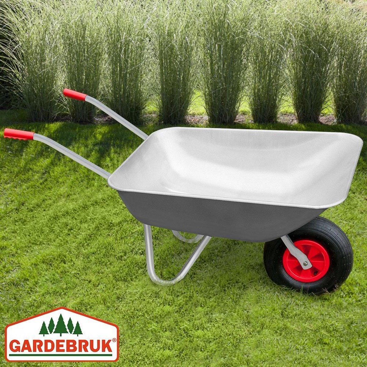  Gardebruk Kruiwagen 80 Liter – Belastbaarheid 100 Kg - Zilver