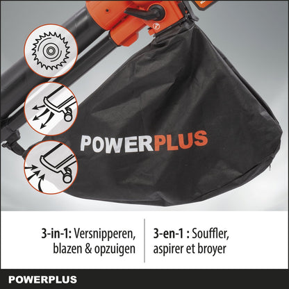  Powerplus Dual Power POWDPG75270 Bladblazer - Bladzuiger En -versnipperaar - Brushless - Blazen - Zuigen - Versnipperen - Excl. Accu En Lader - Incl. Opvangzak 45L