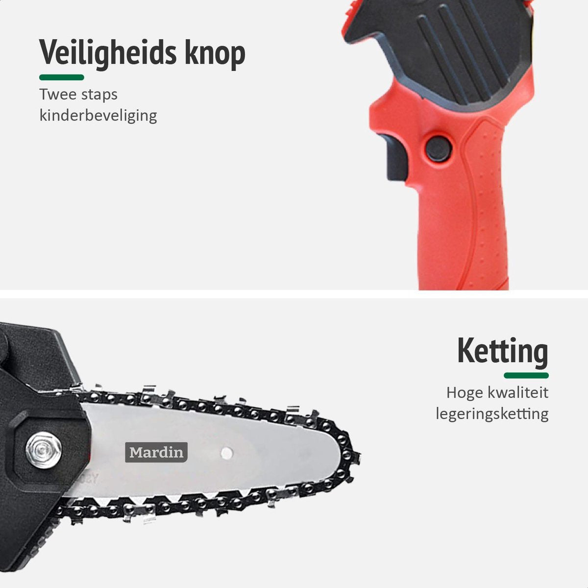  Mardin Mini Kettingzaag - Snoeizaag - Kettingzaag - Kettingzaag Electrisch Met 2 Accu - Inclusief Koffer - 1 Extra Accu - Rood