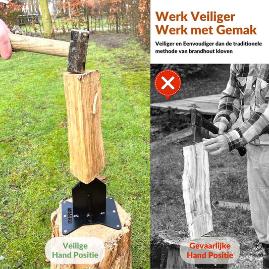  Miseru Houtklover – Geen Bijl Nodig – No Axe - Houtsplijter – Houtkliever – HANDMADE In Holland - Houtklover Voor Aanmaakhout – Metaal